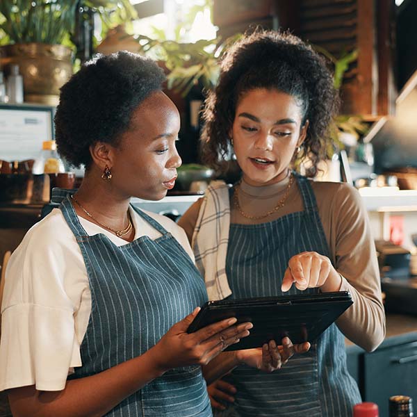 Servers at an upscale bar or restaurant